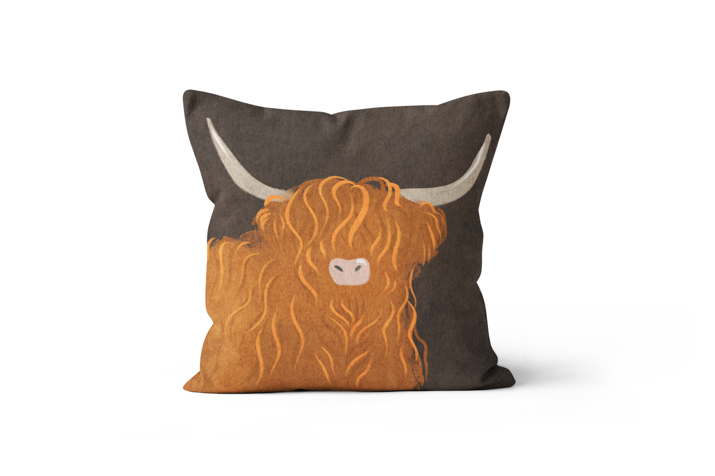 Coussin Highland, illustration de vache highland