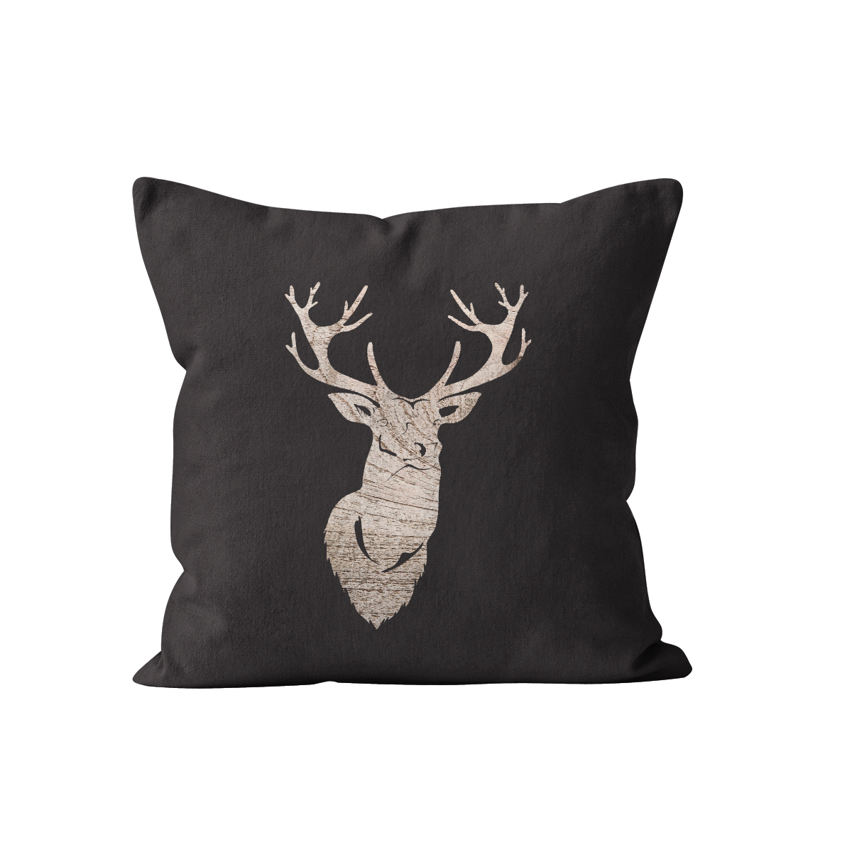 Coussin déco cerf effet bois en velours
