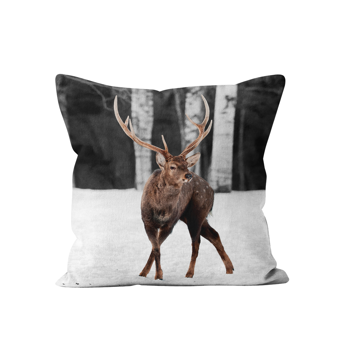 Coussin déco cerf forêt