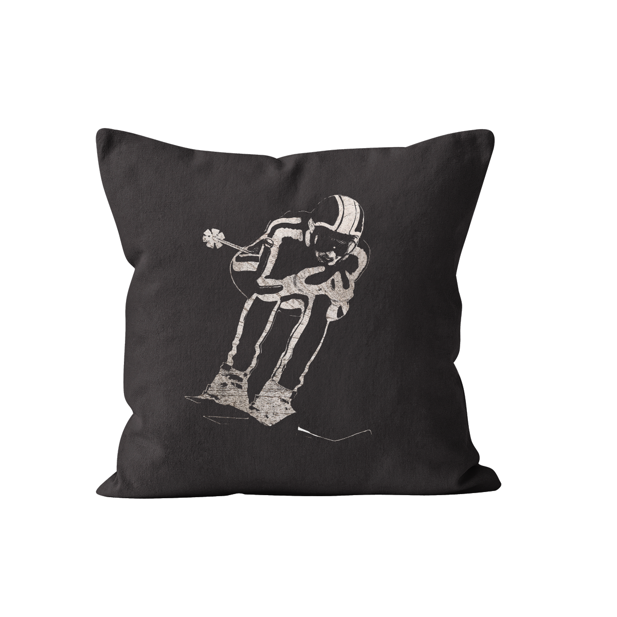 Coussin canapé skieur noir et blanc