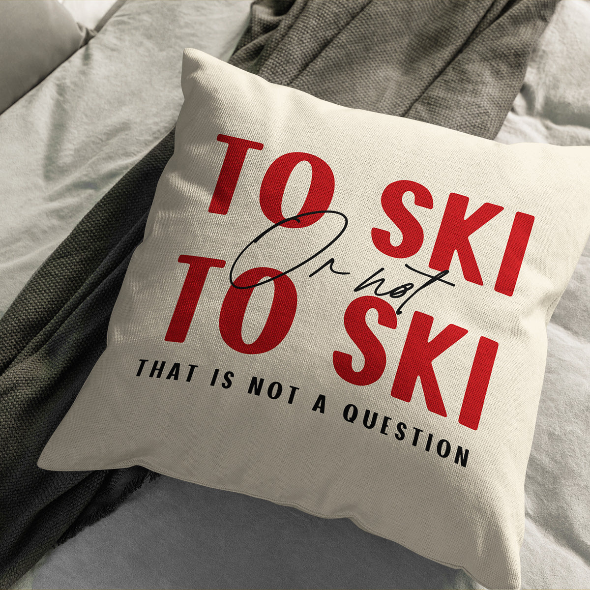 Coussin déco montagne ski velours