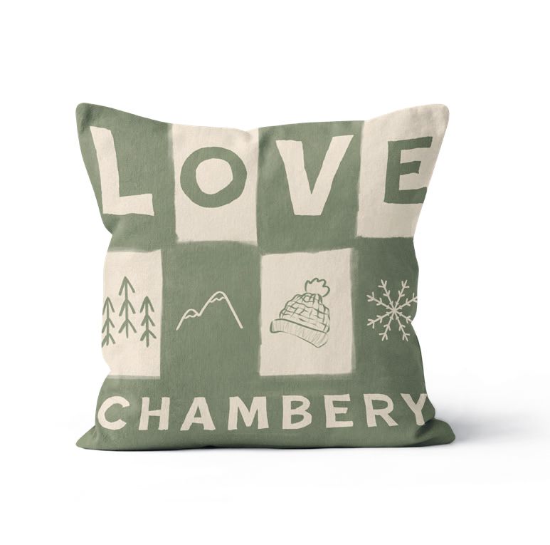 Coussin Love Vert d’eau, illustration avec le mot 'Love'