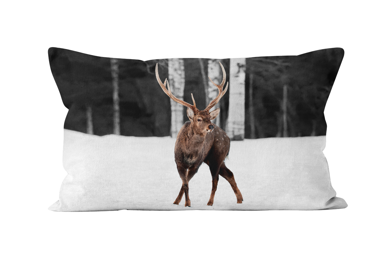 Coussin déco cerf forêt