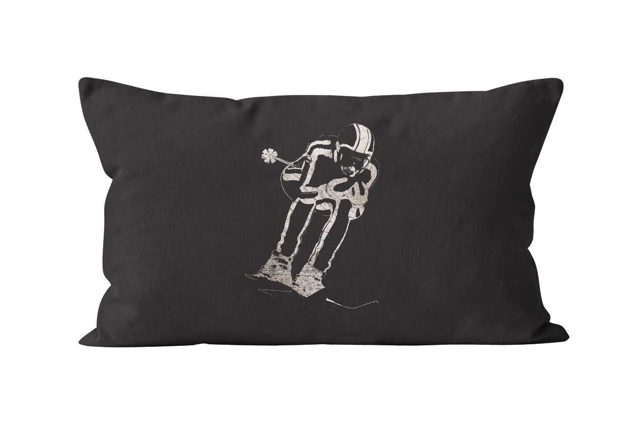 Coussin canapé skieur noir et blanc
