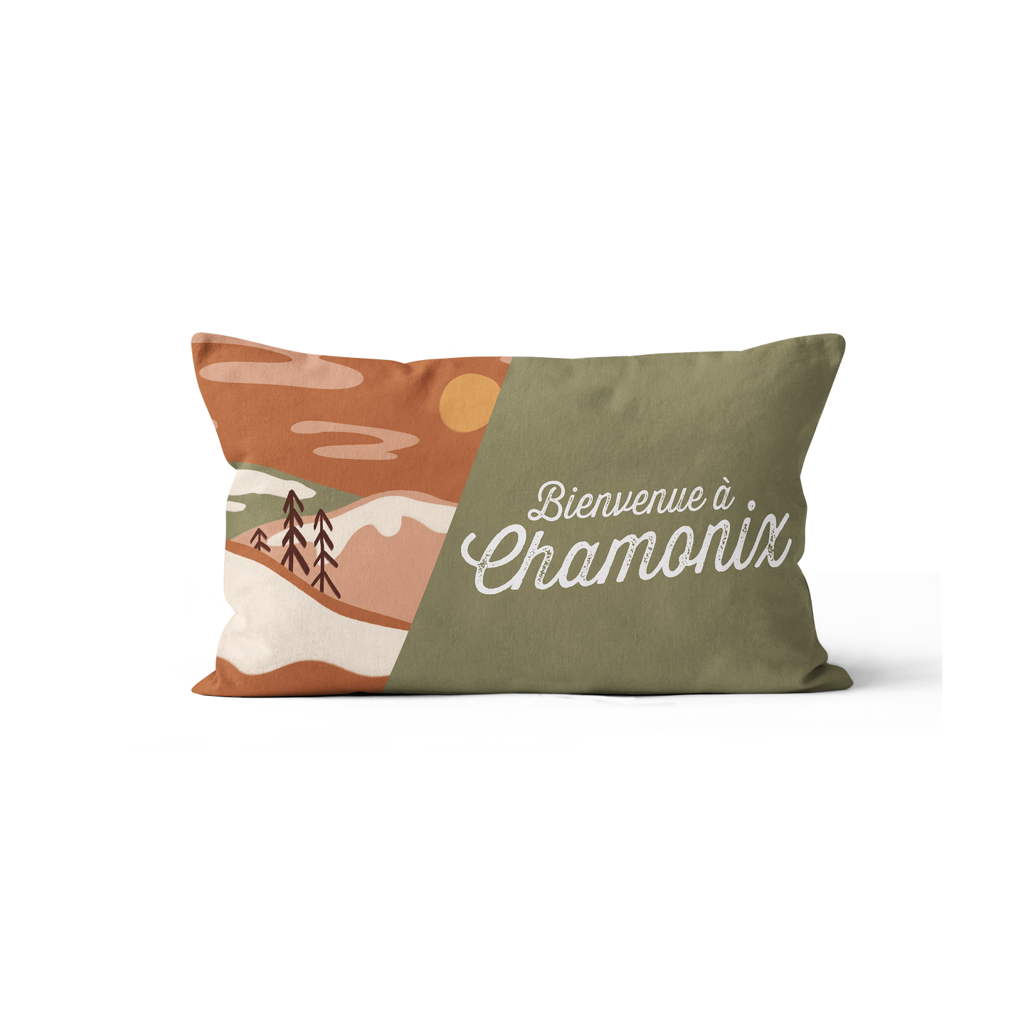 Coussin Bienvenue à…, illustration avec le texte 'Bienvenue à...'