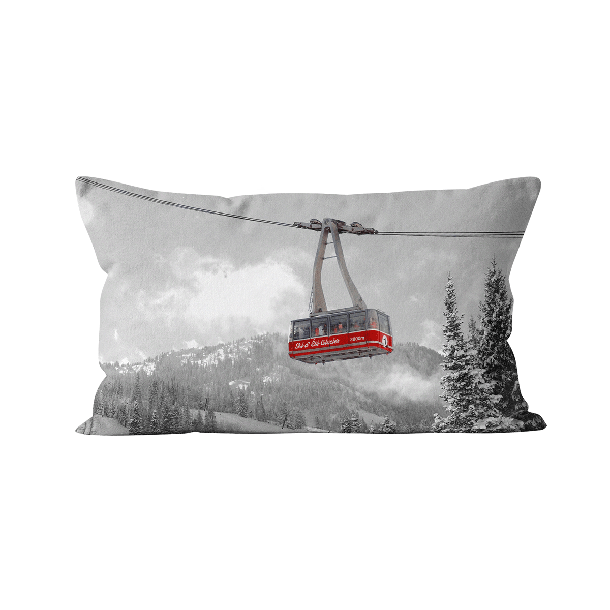 Coussin déco montagne téléphérique