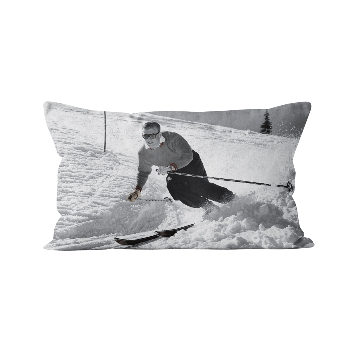 Coussin déco vintage skieur