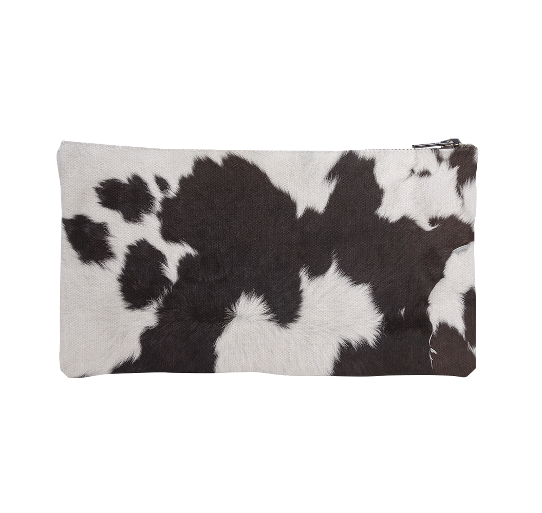 Pochette design peau de vache noir et blanche