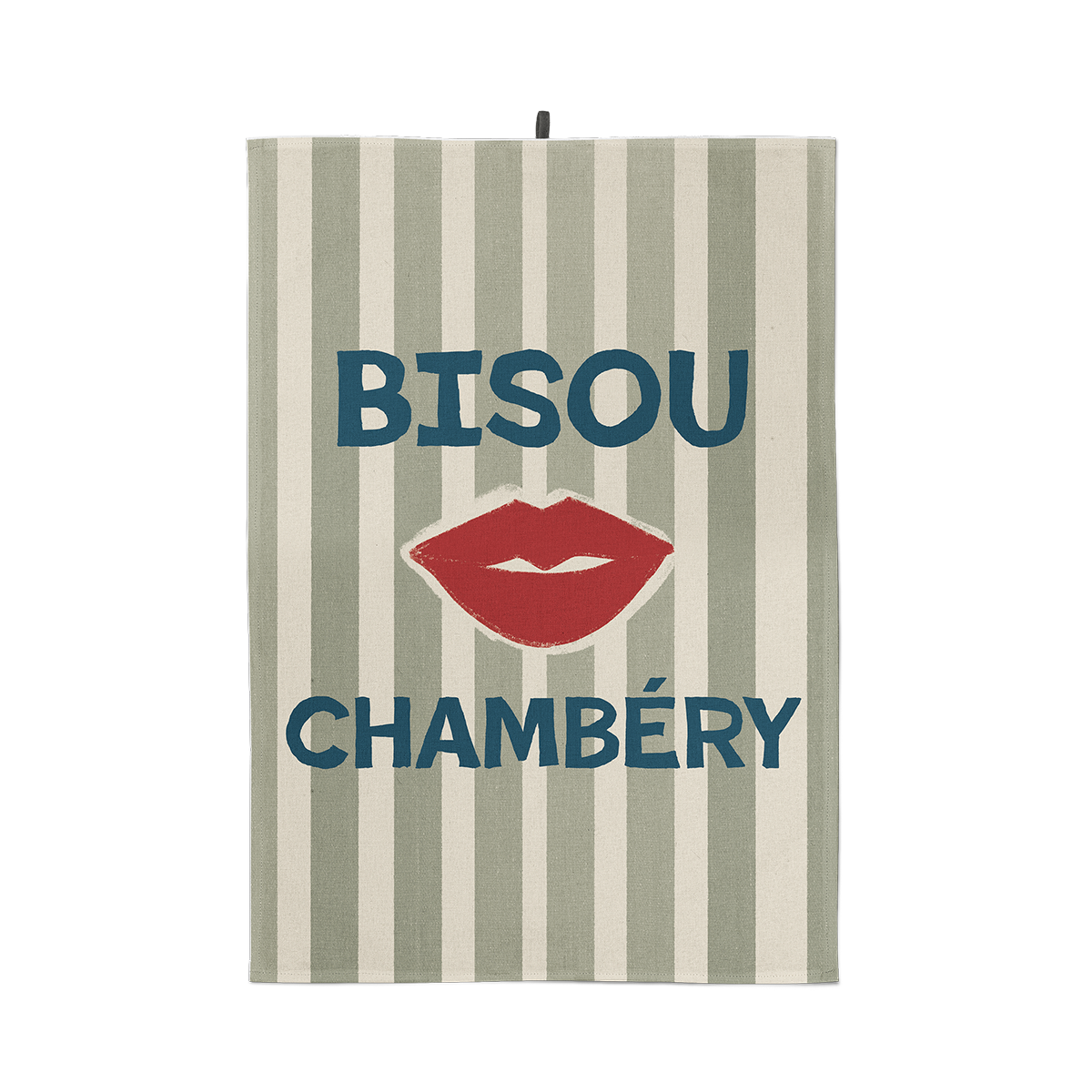Torchon Bisou, illustration avec le mot 'Bisou'