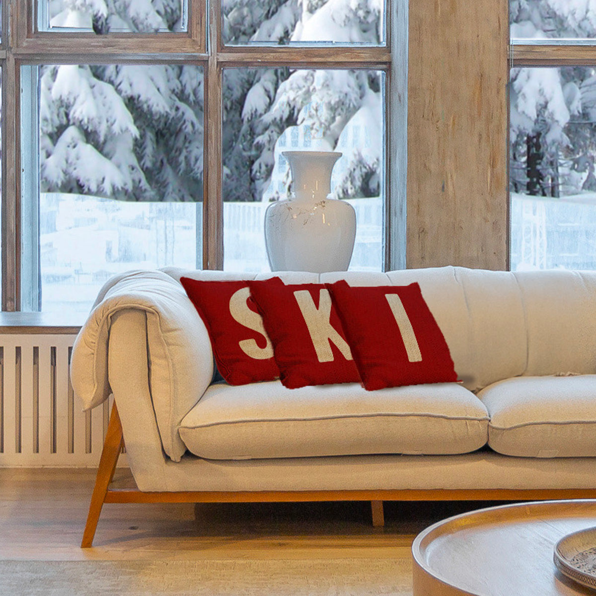 Coussin lettre déco montagne SKI