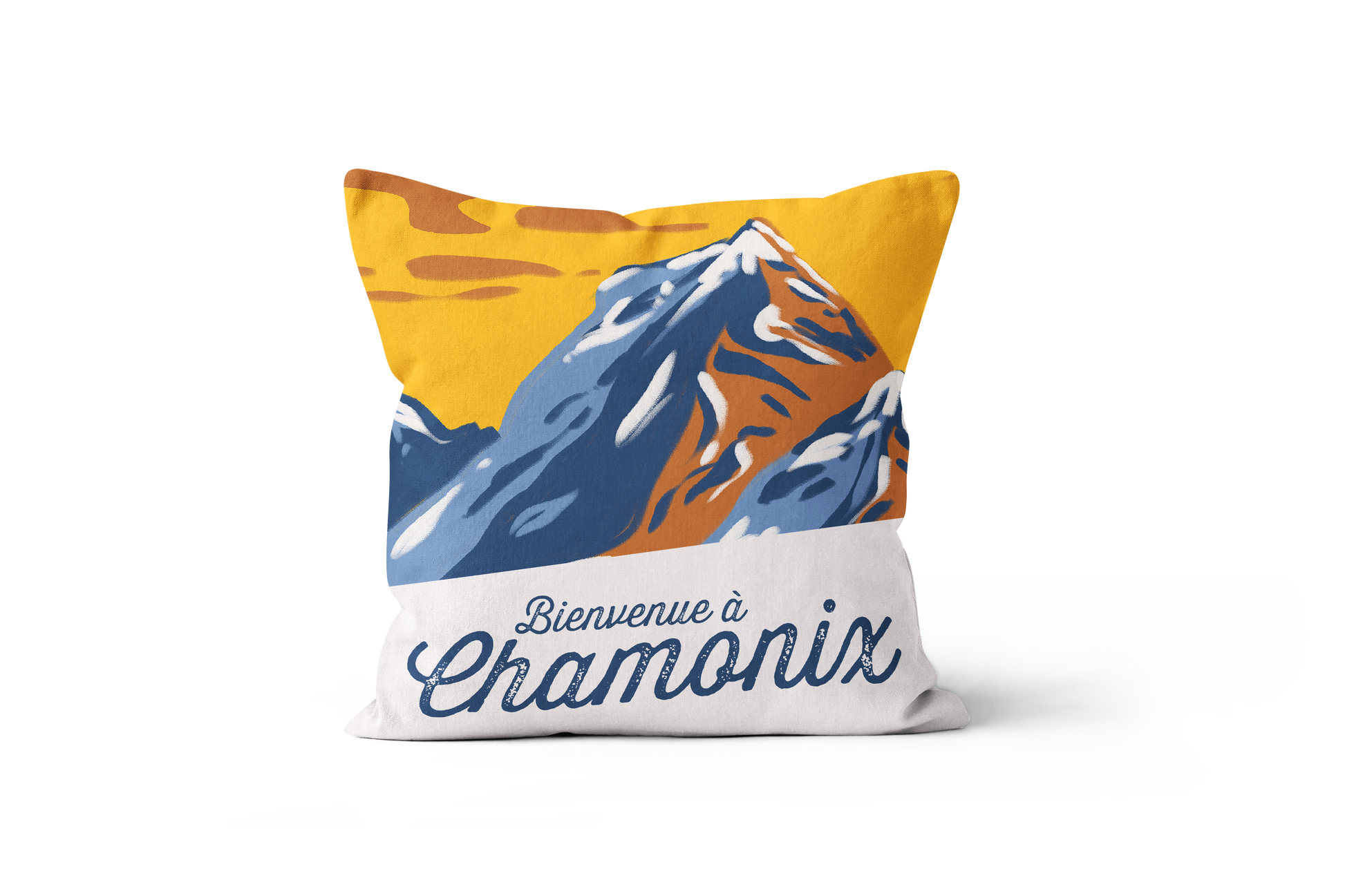 Coussin Bienvenue à…, illustration avec le texte 'Bienvenue à...'