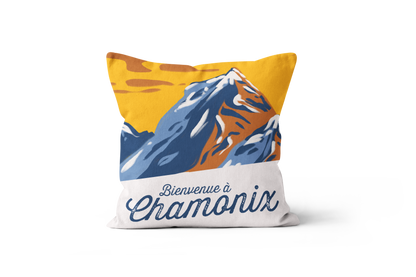 Coussin Bienvenue à…, illustration avec le texte 'Bienvenue à...'