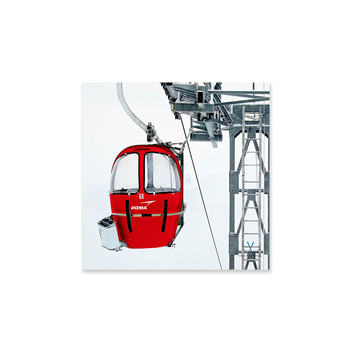 Tableau cabine rouge ski