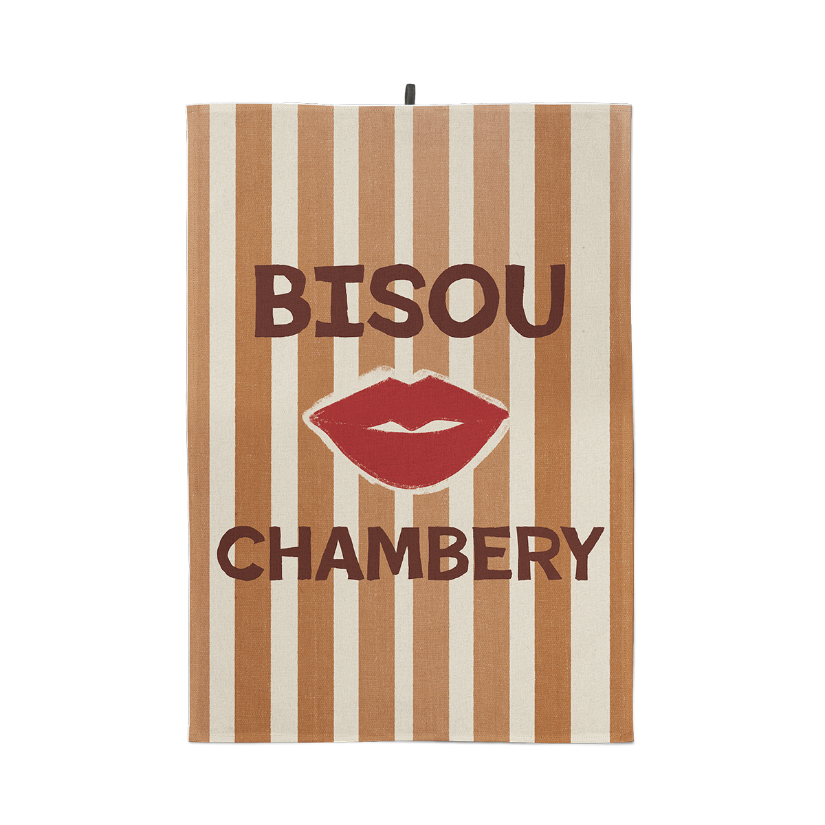 Torchon Bisou, illustration avec le mot 'Bisou'