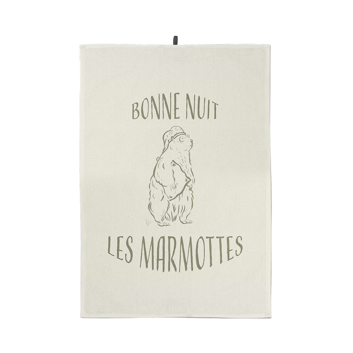 Torchon Bonne nuit les marmottes, illustration de marmottes