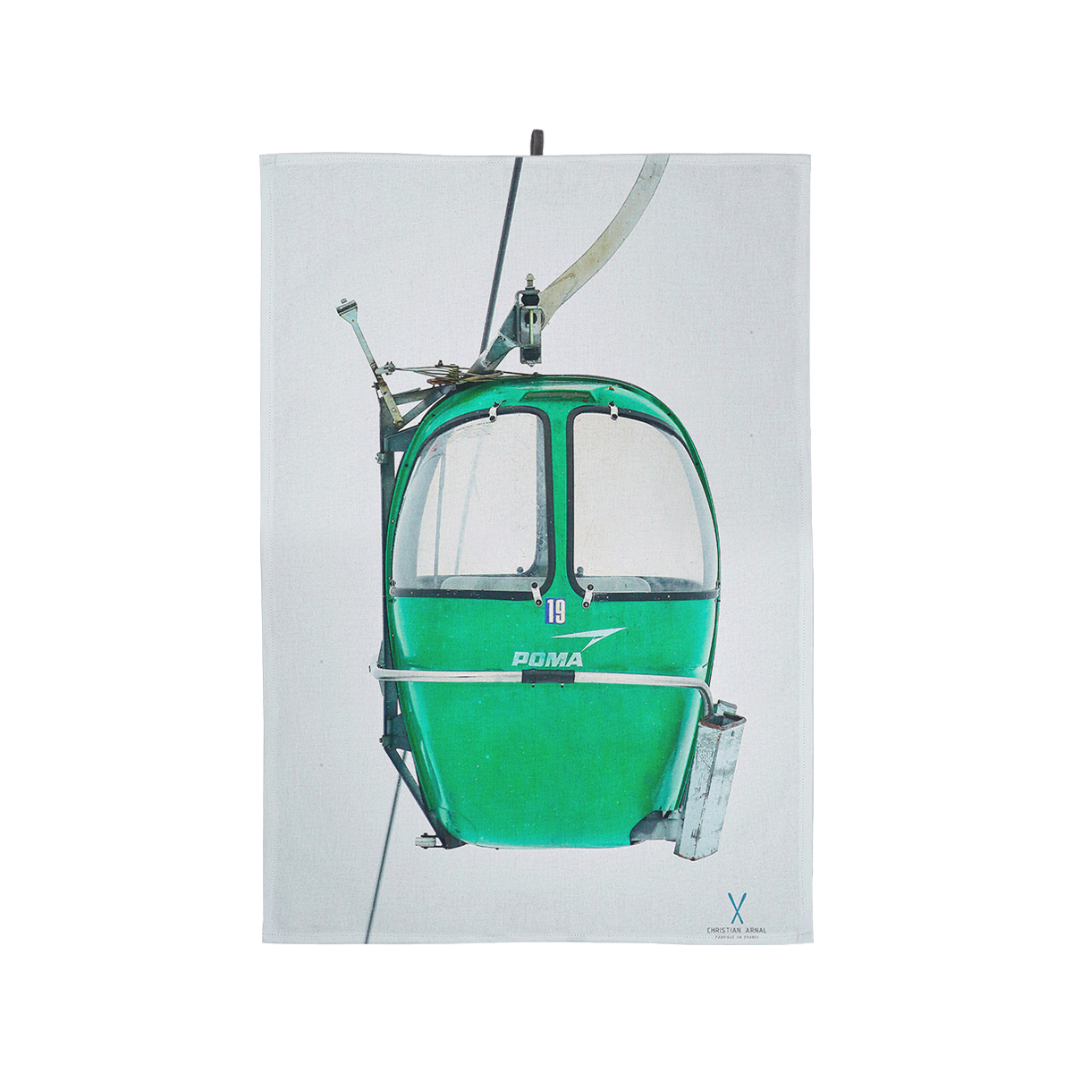 Torchon cabine vert ski