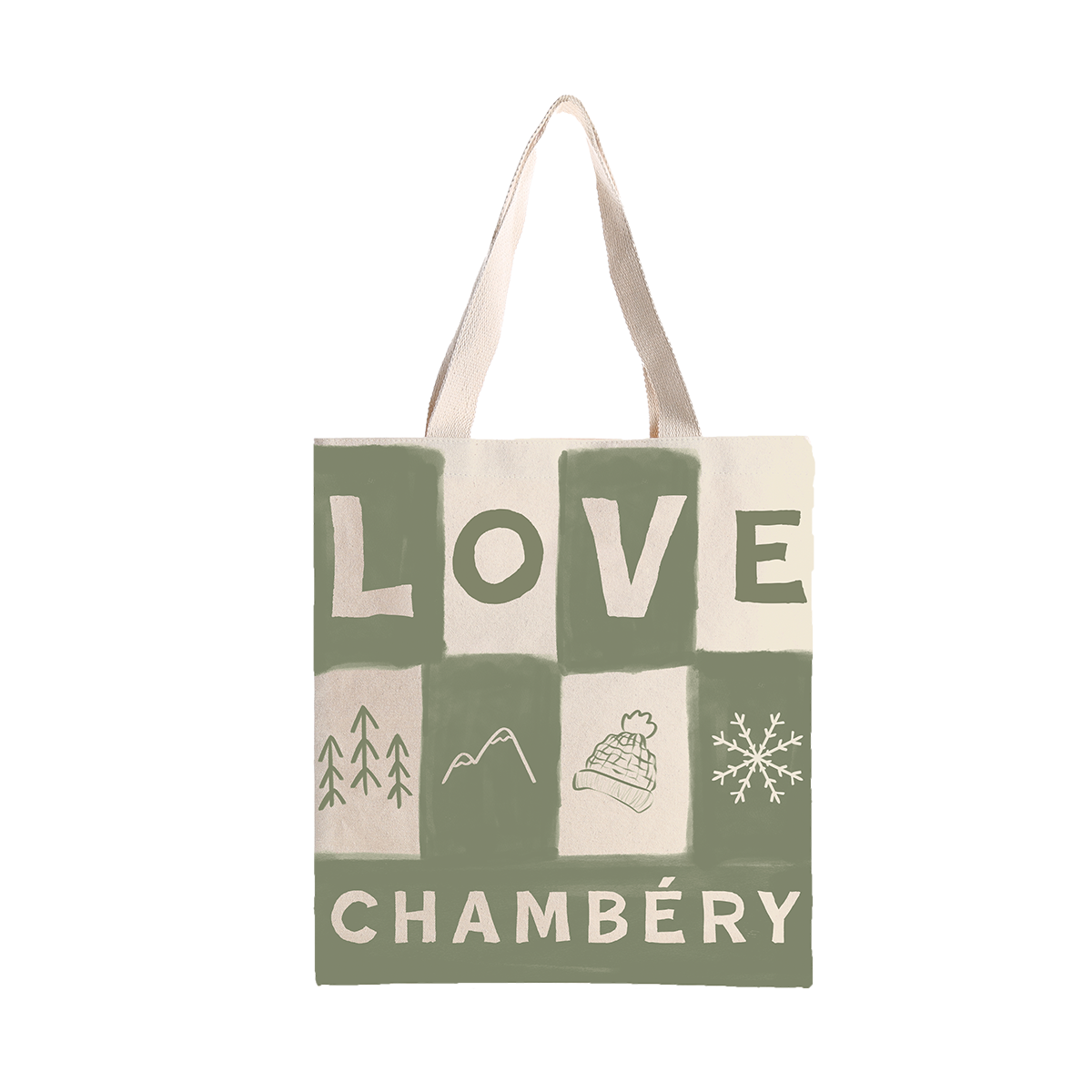 Tote Bag Love Vert d’eau, illustration avec le mot 'Love'