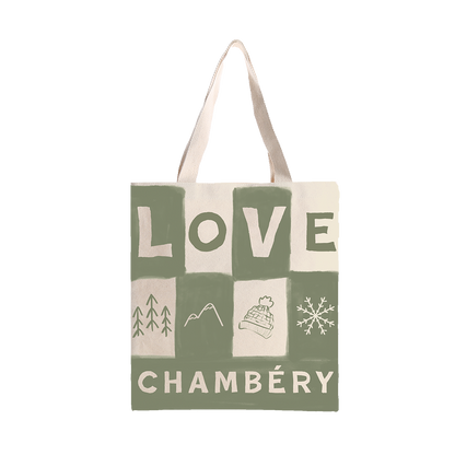 Tote Bag Love Vert d’eau, illustration avec le mot 'Love'